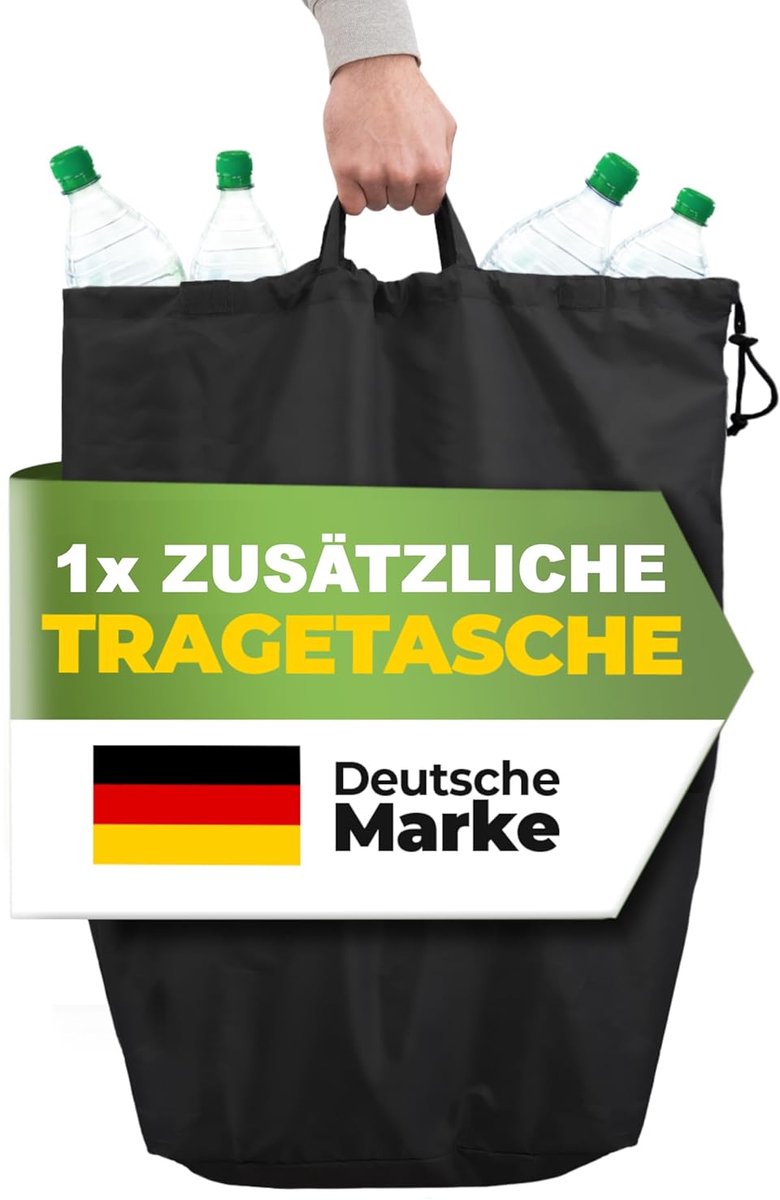 Verzamelcontainer 100 liter - met deksel en draagtas - praktisch voor statiegeldflessen - ideaal voor in de keuken - ShopVlot