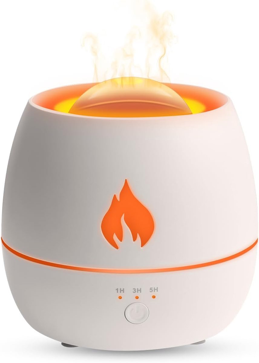 SnelShoppen - Flame Aroma Luchtbevochtiger met 3D Vlam Effect, 7 Kleuren, Essentiële Olie Diffuser, 220 ml, Automatische Uitschakeling Zonder Water vo