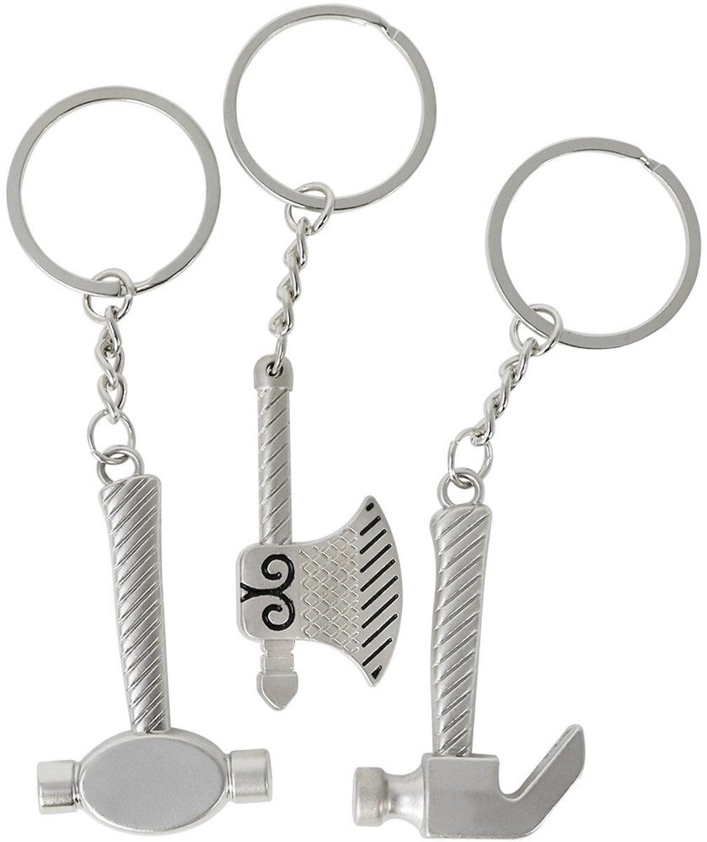 Sleutelhanger Viking - hamer en bijl van metaal - stoere accessoires - perfect voor fans - ShopVlot