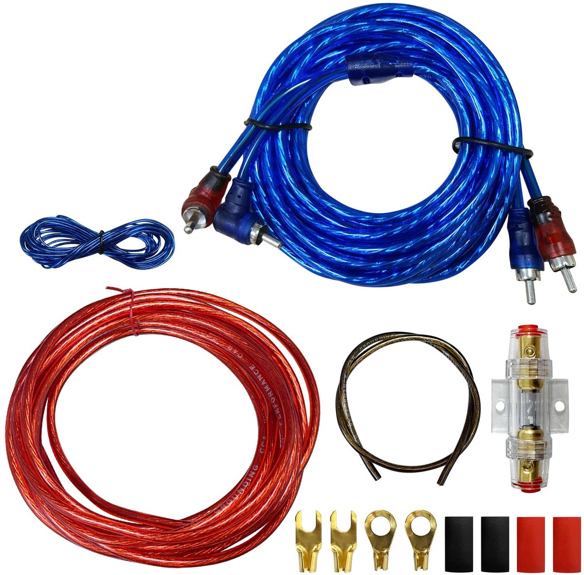 subwoofer kabelset 10GA - hoogwaardige auto hifi-kabel - tot 1500 W - optimale geluidskwaliteit - ShopVlot