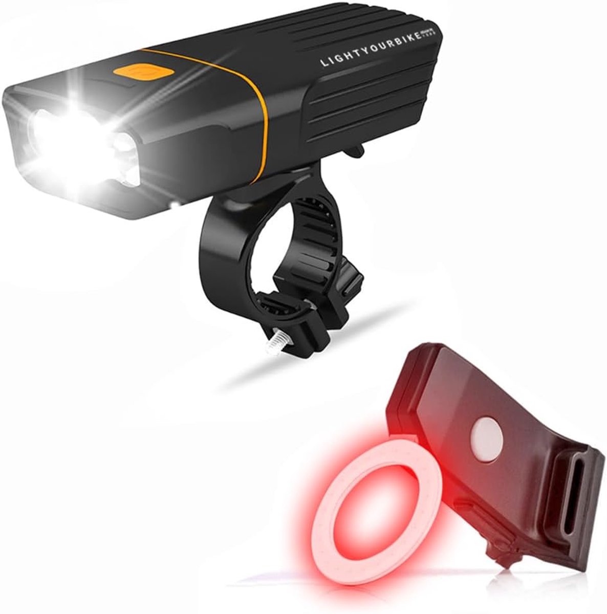 Thijox - LED Fietsverlichting Set - USB Oplaadbare Fietslamp met 1500 Lumen - Krachtige Voor- en Achterlamp - Powerbank 5200 mAh - Veilig Fietsen in h