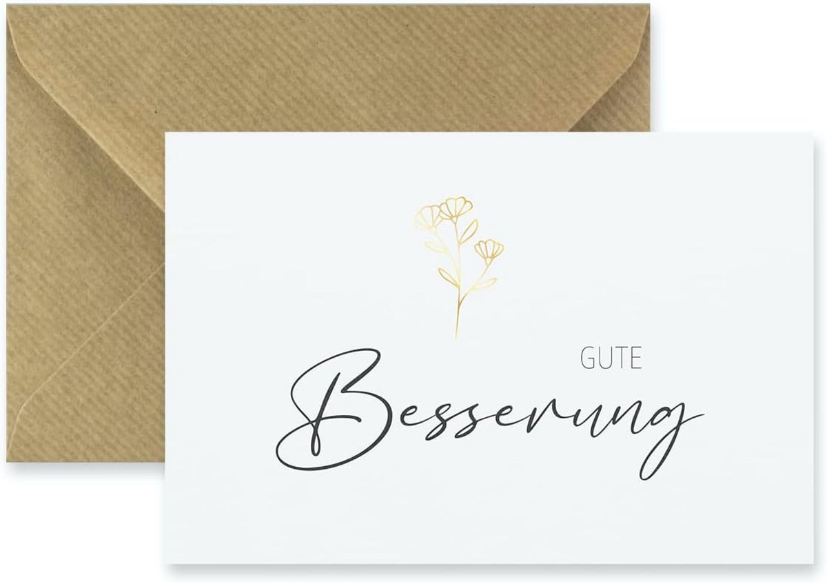 Folding card herstel - 10,5 x 14,8 cm - luxe natuurlijke envelop - unieke wens voor beterschap - ShopVlot