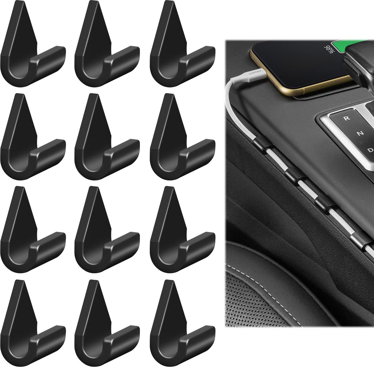 Kabelclips zonder lijm - wigvormige kabelhouder - 12 stuks - voor dashcam - ShopVlot