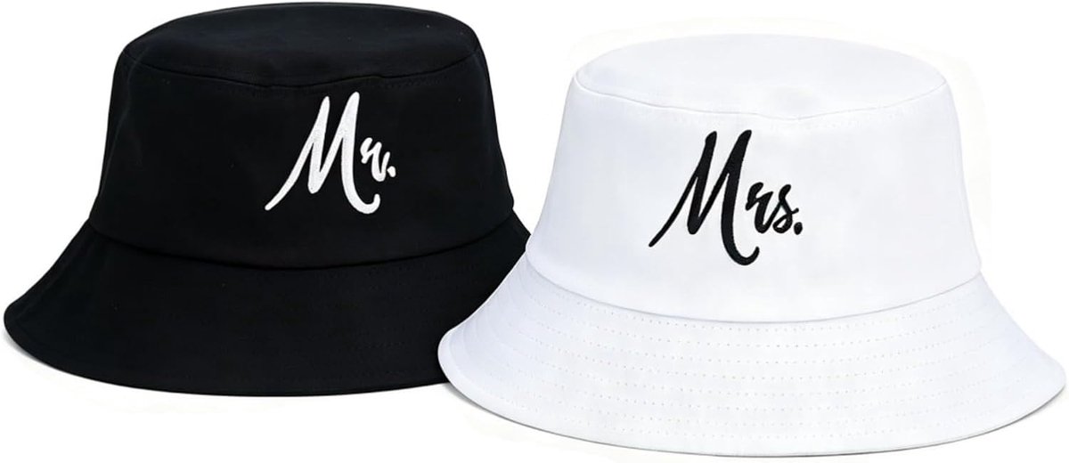 Emmerhoed Mr. en Mrs. - zwart en wit - paar - perfect voor vrijgezellenfeesten - ShopVlot
