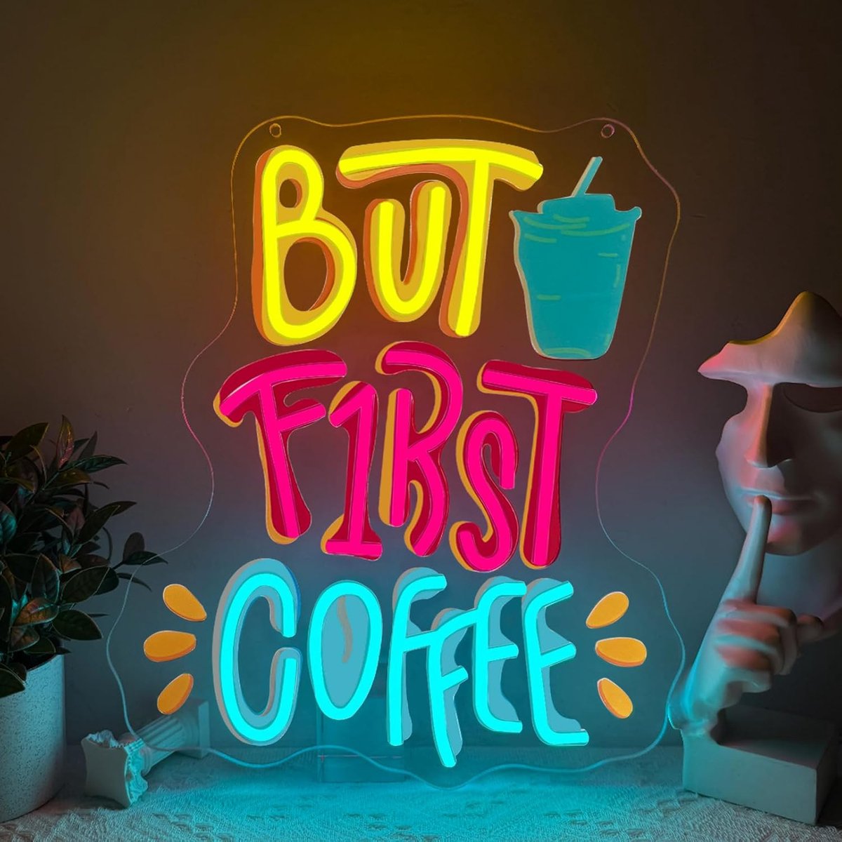 neonbord DOEL FIRST COFFEE - gepersonaliseerde LED verlichting - dimbaar - perfect voor café en thuis - ShopVlot