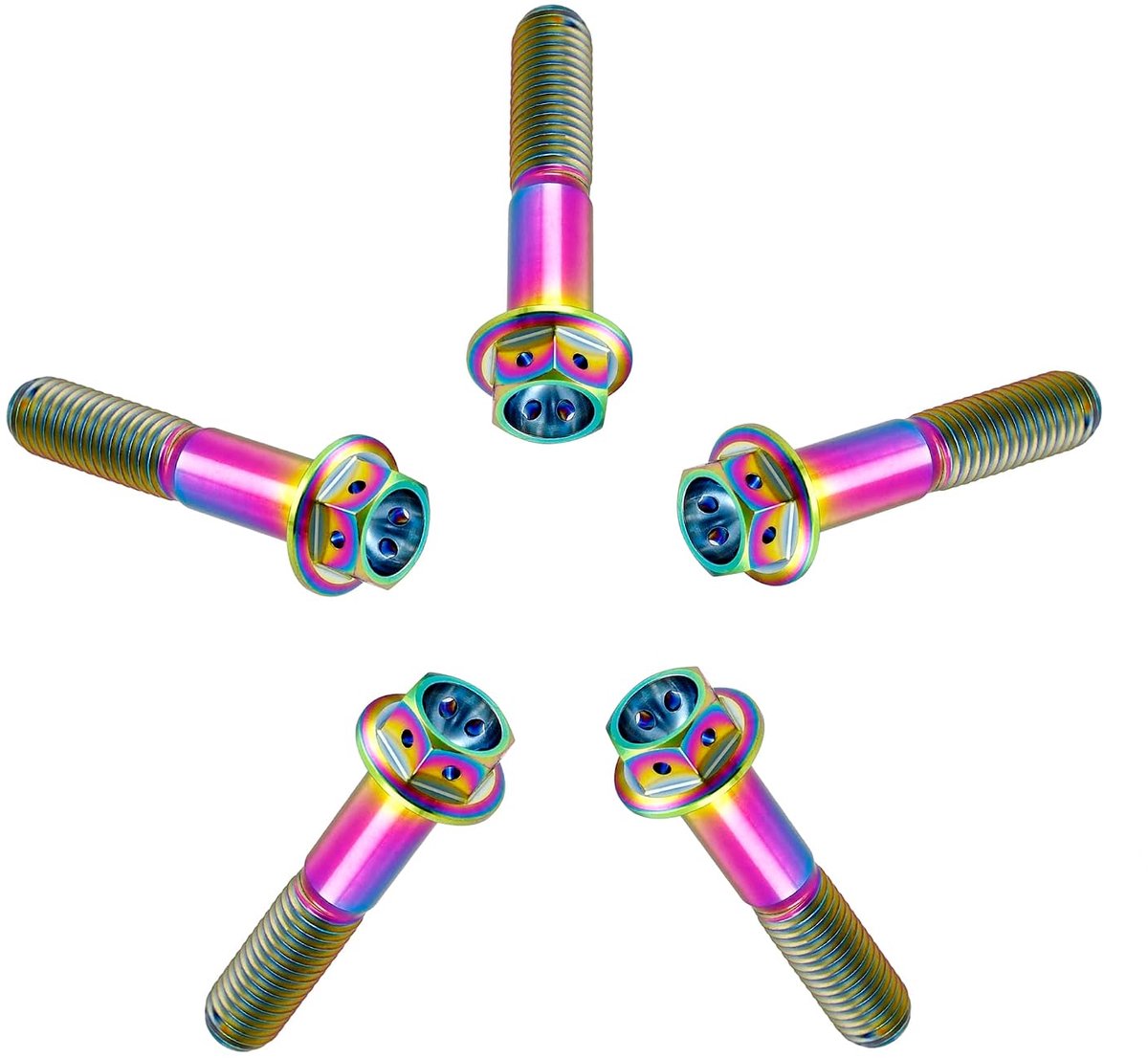 Titanium bouten M6x40mm - Regenboogkleur - Flensvorm - Voor een sportieve uitstraling - ShopVlot