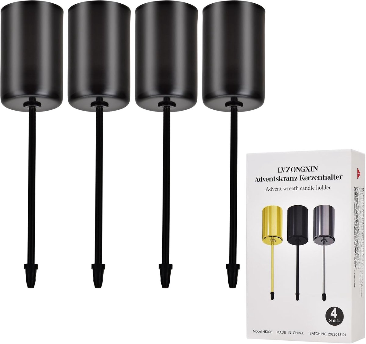 Kaarsenhouders set van 4 - Zwart - Voor adventskrans - Scandinavische decoratie - ShopVlot