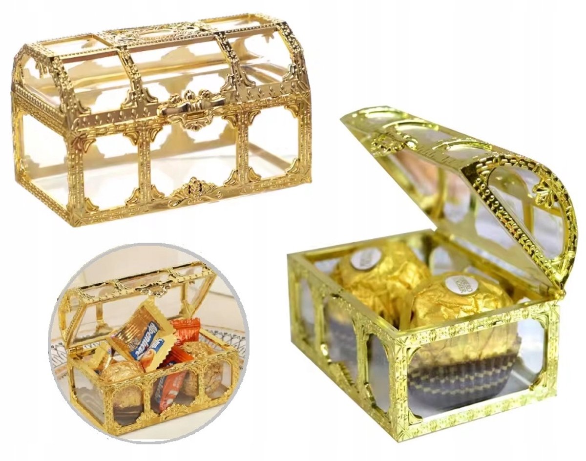 Gouden Taartdecoratie Doosje voor Snoepjes 8,6x5,2x5 cm