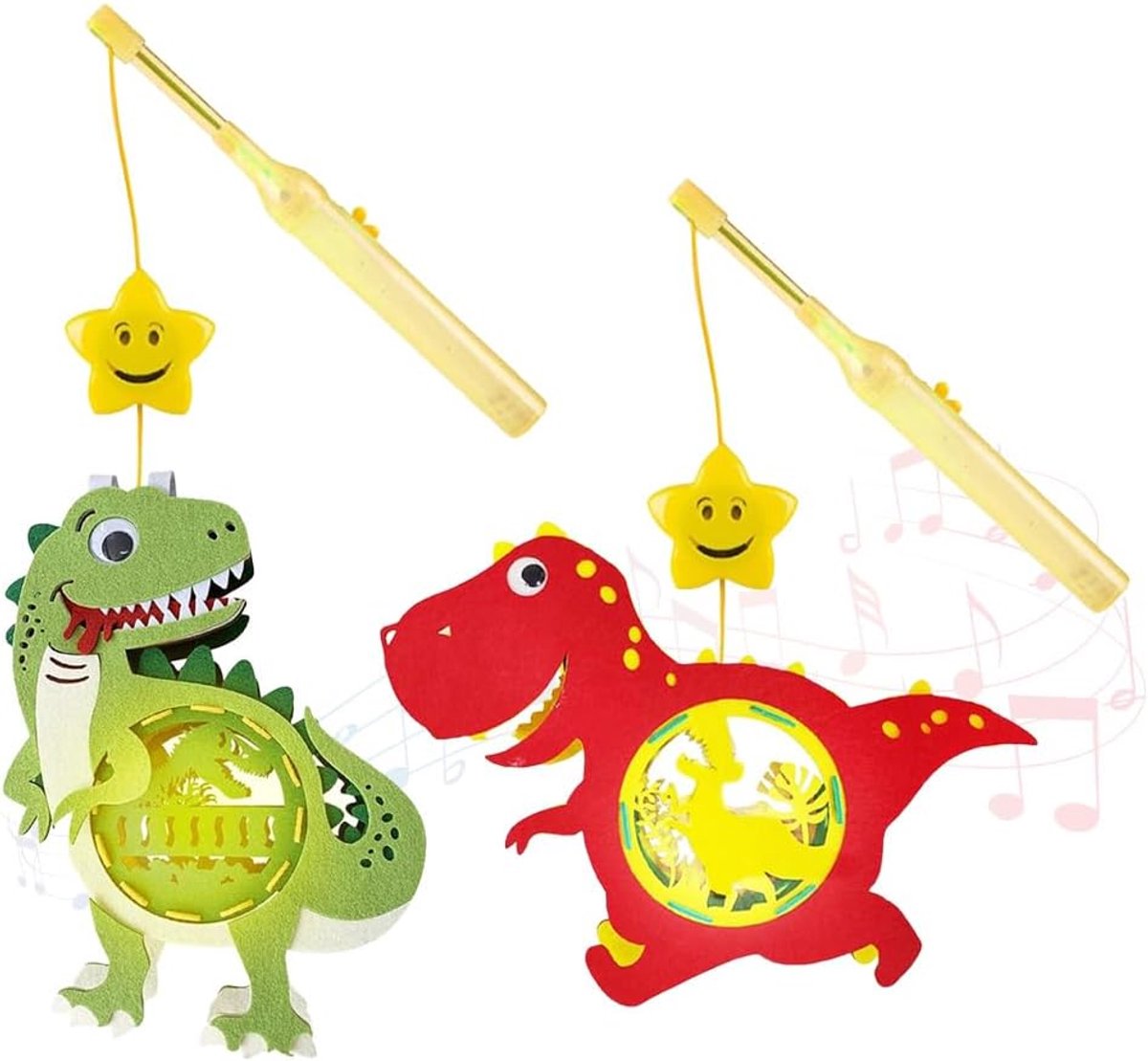 Knutselset lampionnen - Dinosaurusontwerpen - Inclusief LED-stokjes - Creatieve knutselervaring - ShopVlot