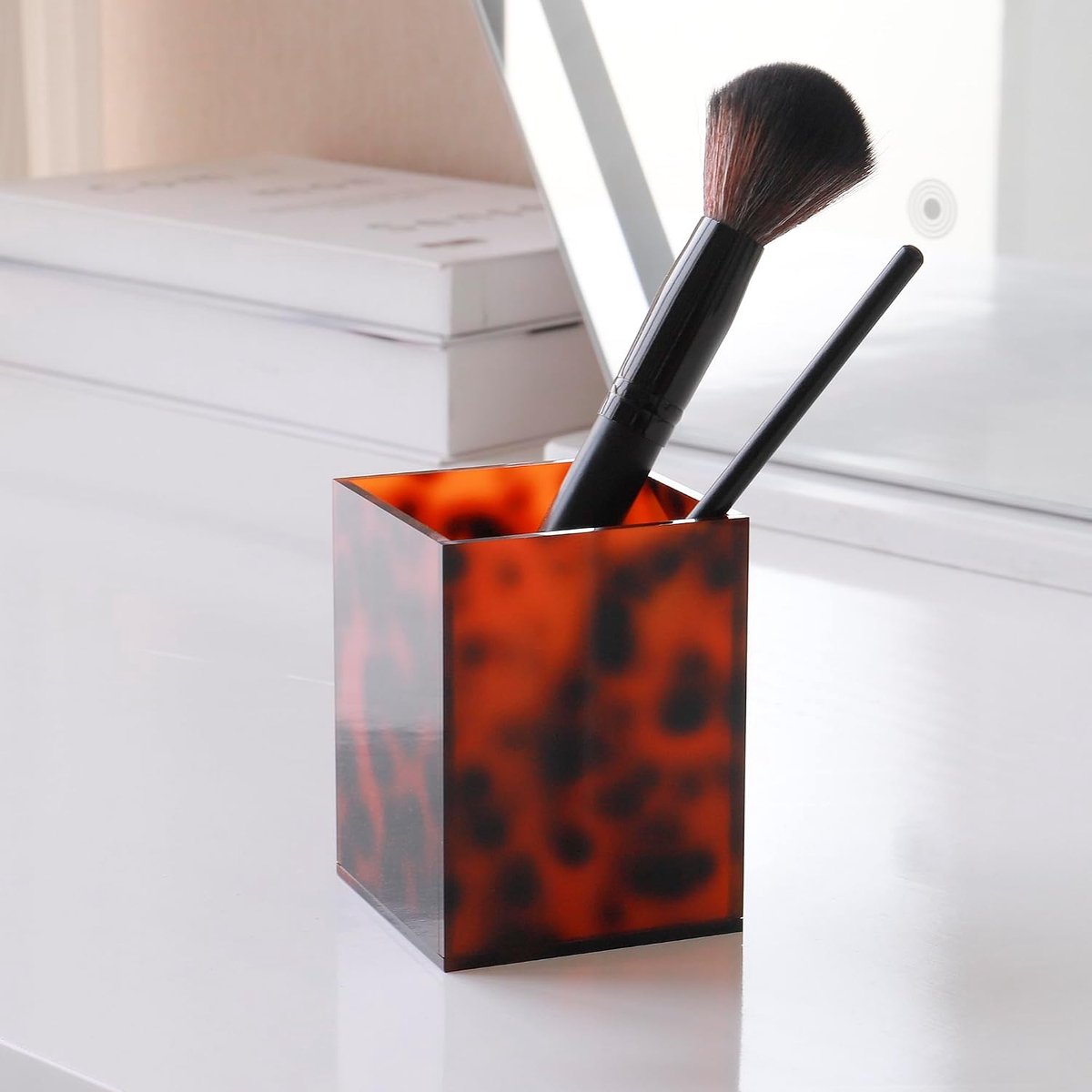 Makeup Brush Holder - Acryl - Leopardpatroon - Organiseer jouw make-up met stijl - ShopVlot