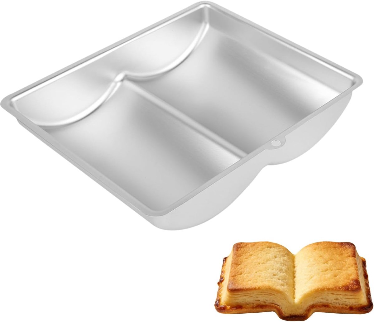 Cake bakvorm boekvorm 27x22x5 cm - aluminium legering - non-stick - perfect voor DIY taarten - ShopVlot