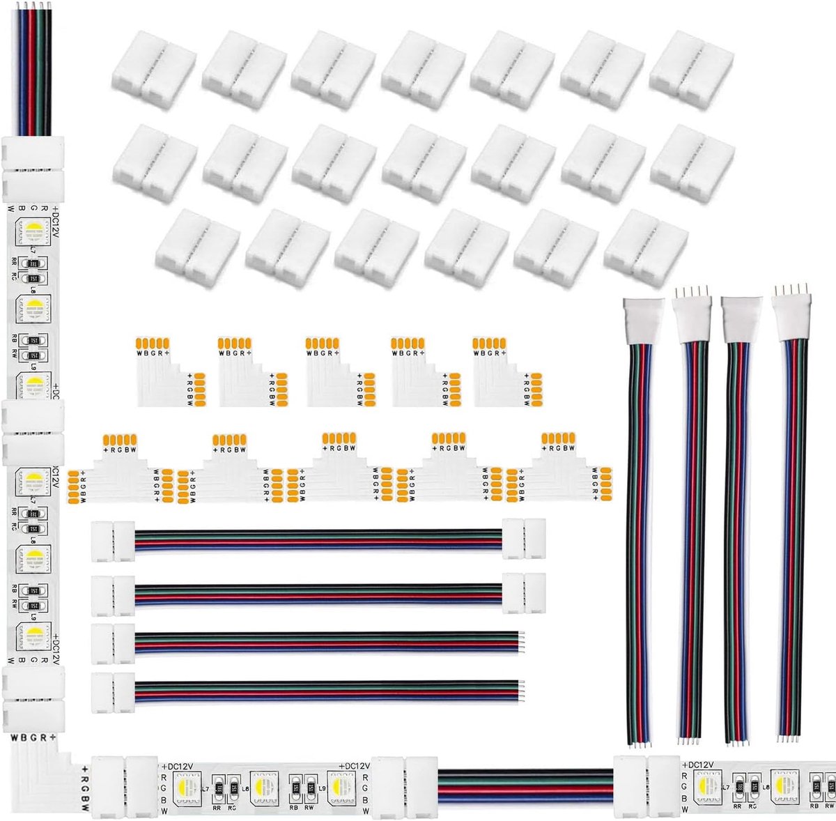 RGBWW LED aansluiting kit 5 pin 12mm - soldeervrij - naadloze verbinding - eenvoudig te gebruiken - ShopVlot