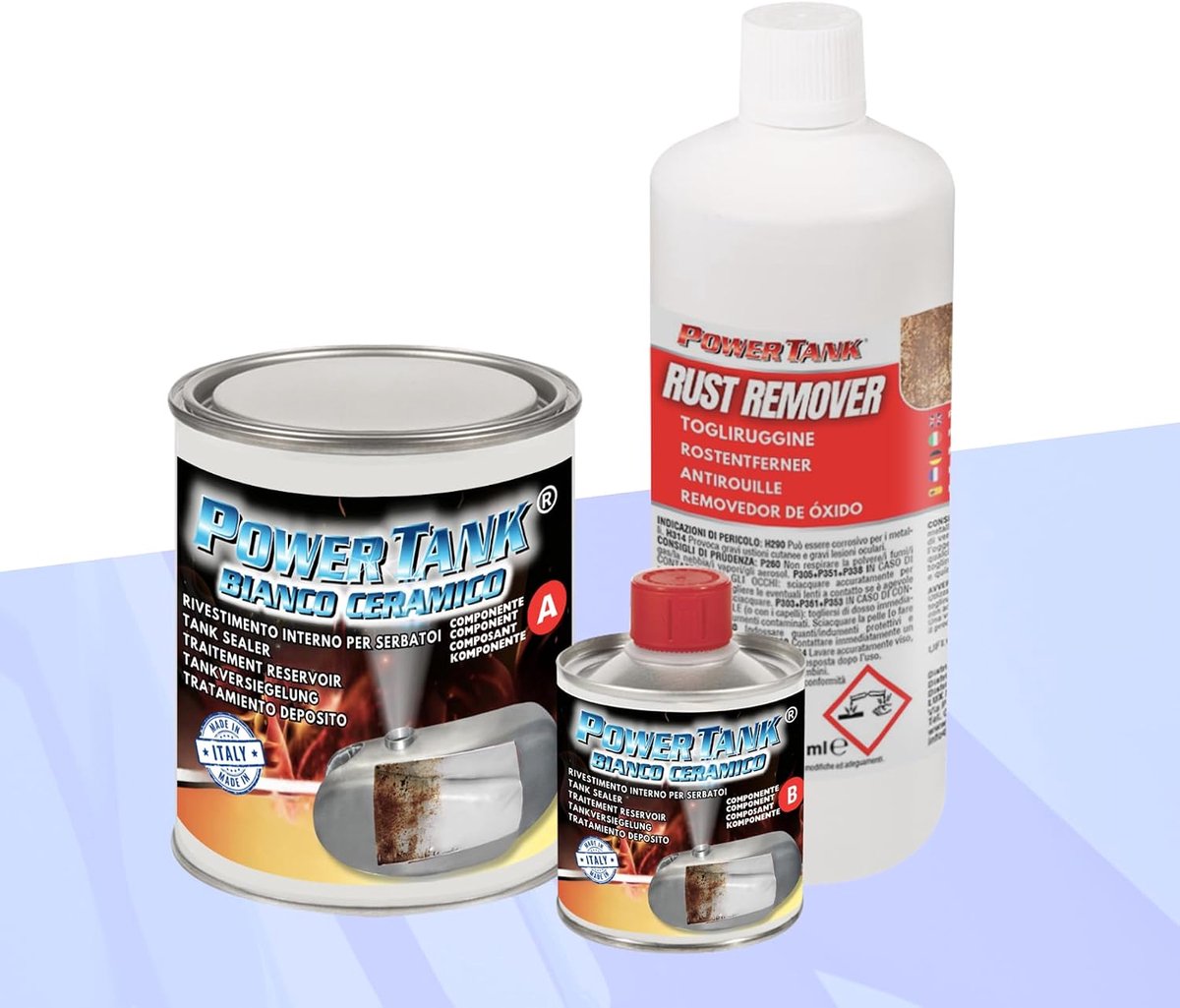 Tankbehandeling 20/25 liter - wit keramisch - roestbescherming - voor motorfietsen - ShopVlot