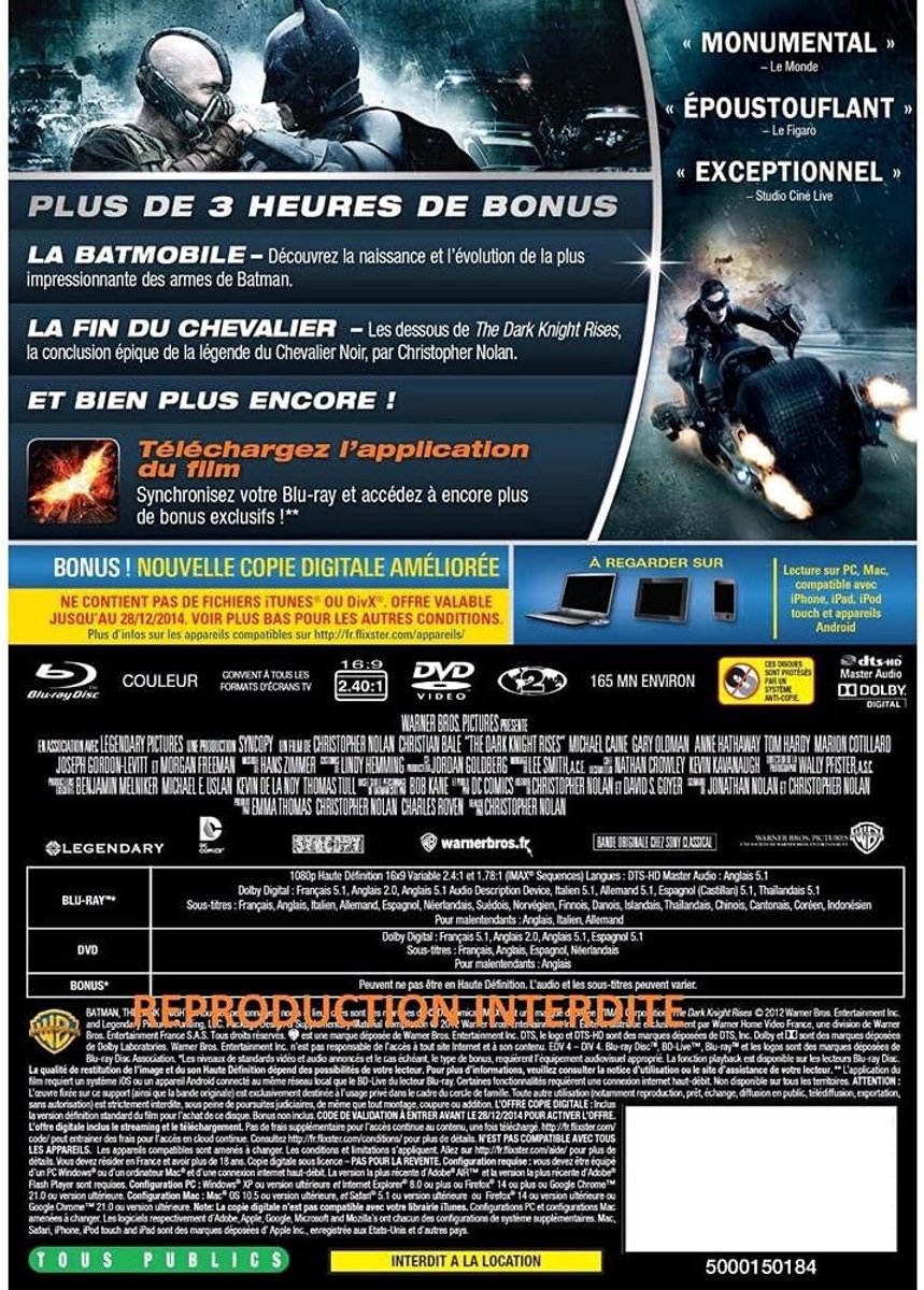 Film The Dark Knight Rises - Ultimate Edition - Inclusief digitale kopie - Geniet van een epische superheldenervaring - ShopVlot