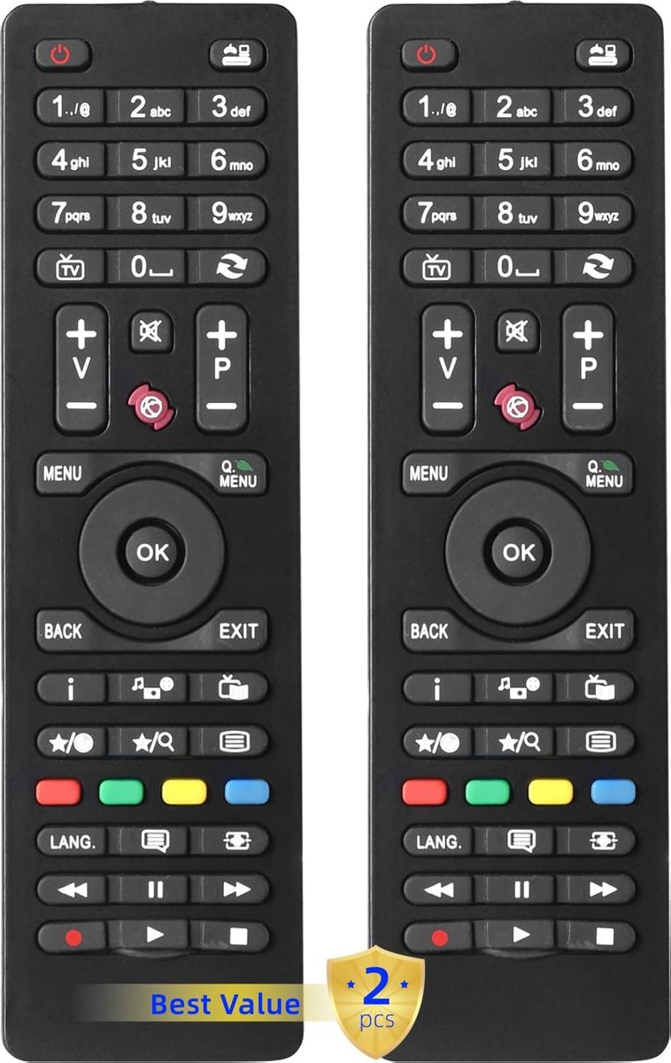 Universele afstandsbediening set van 2 - vervangend voor Telefunken TV RC4870 - geen programmeren nodig - ShopVlot