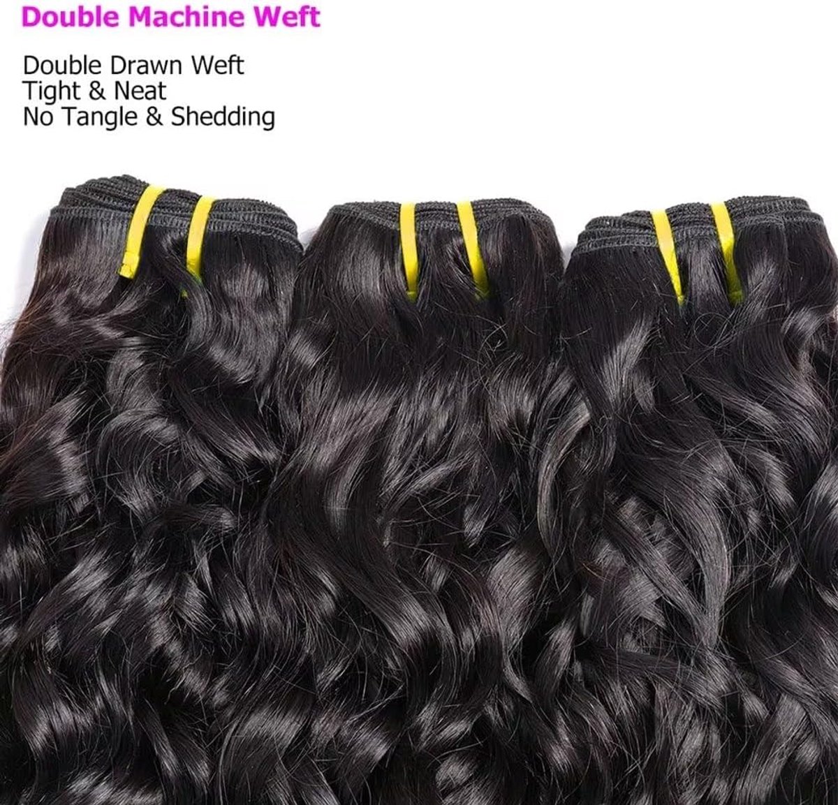 Haarbundels 12 14 16 Inch - 100% Menselijk Haar - Water Wave - Volle en Zachte Structuur - ShopVlot