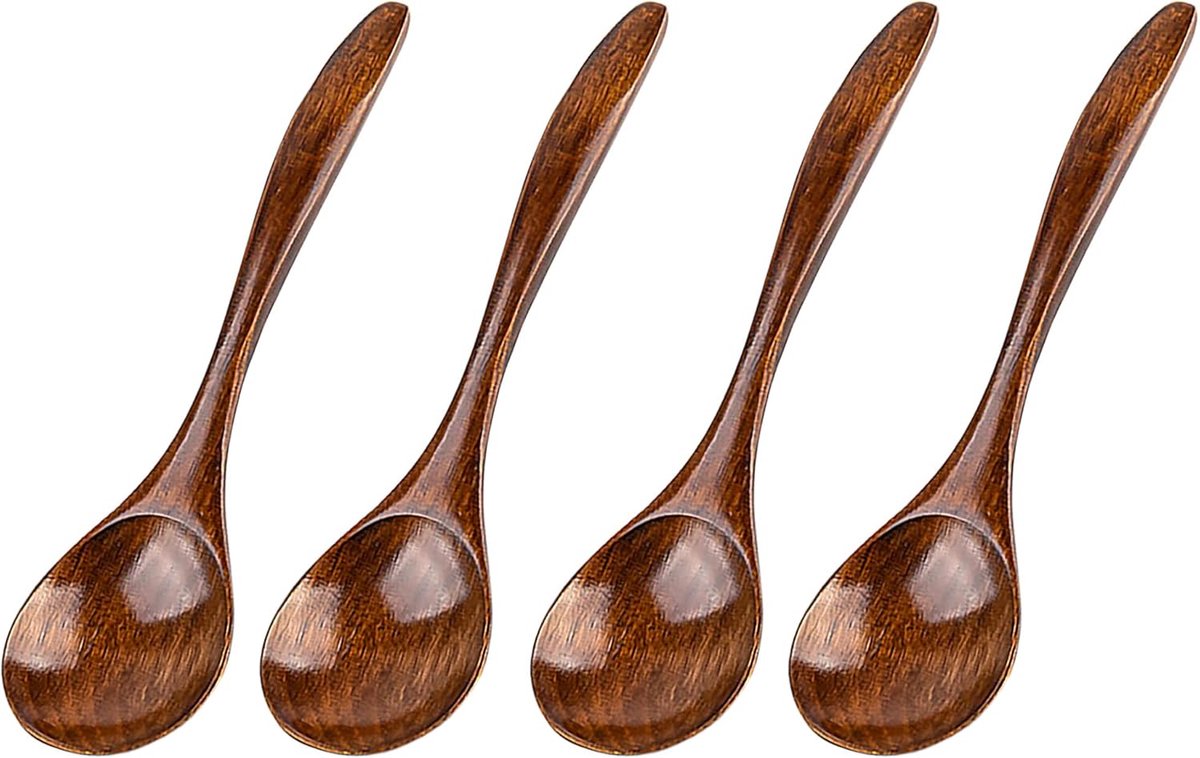 Houten Lepels Soeplepels 17,5cm - Japanse Stijl - Natuurlijke Hout - Voor Koken en Roeren - ShopVlot