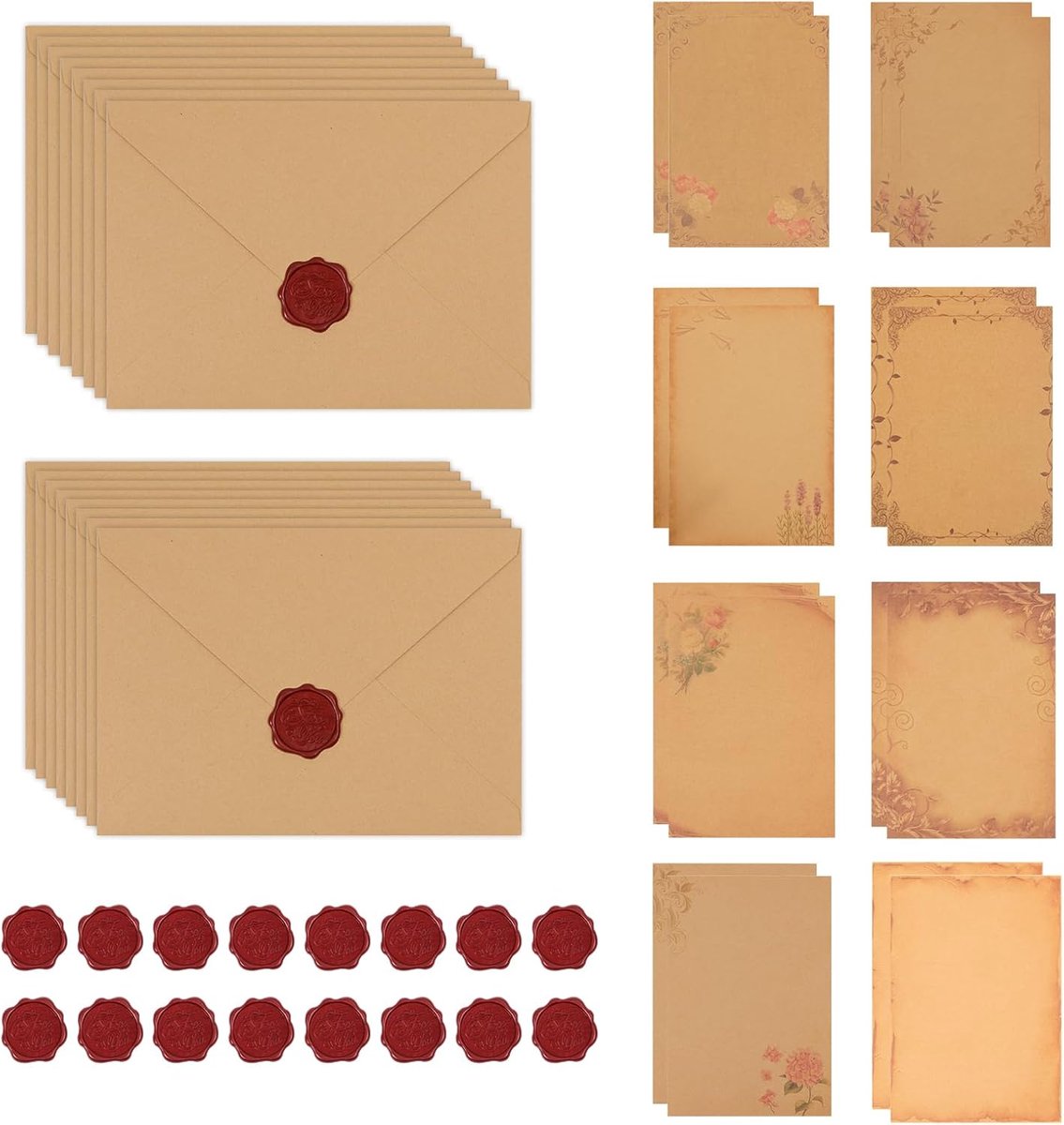 Vintage briefpapier met envelop - 8 types - klassiek ontwerp - perfect voor correspondentie - ShopVlot