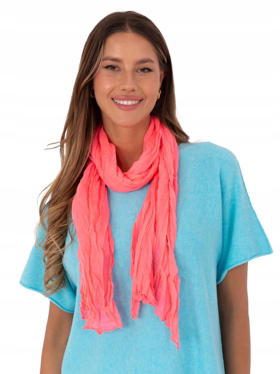 Stijlvolle Dames Sjaal met Plooi - Fluo Rose