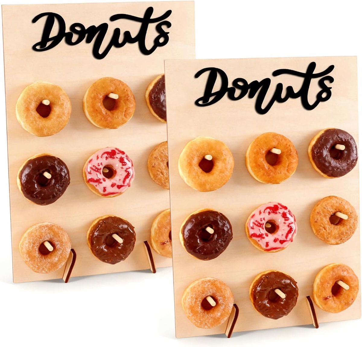 Donutstand 40 x 30 cm - Houten donutstand - Herbruikbaar - Perfect voor feestjes - ShopVlot