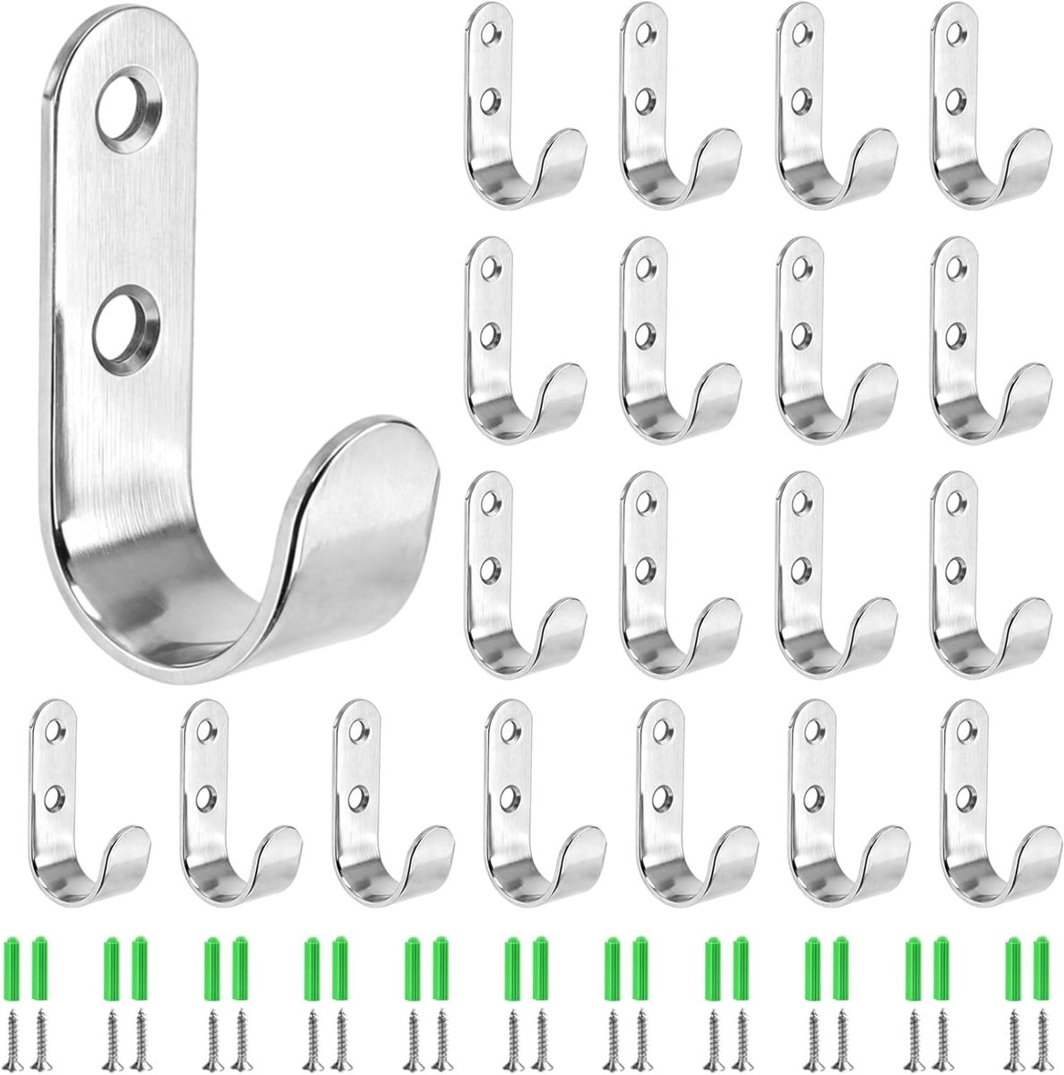 Tarpaulin hooks set van 40 - RVS bevestigingshaken - Inclusief schroeven en pluggen - ShopVlot