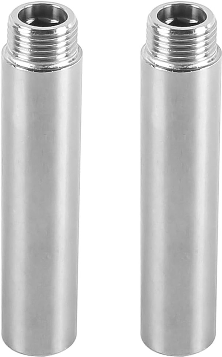 Kraanverlenging 100mm G1/2 Inch - RVS - Drukbestendig - Ideaal voor douchekoppen - SnelShoppen
