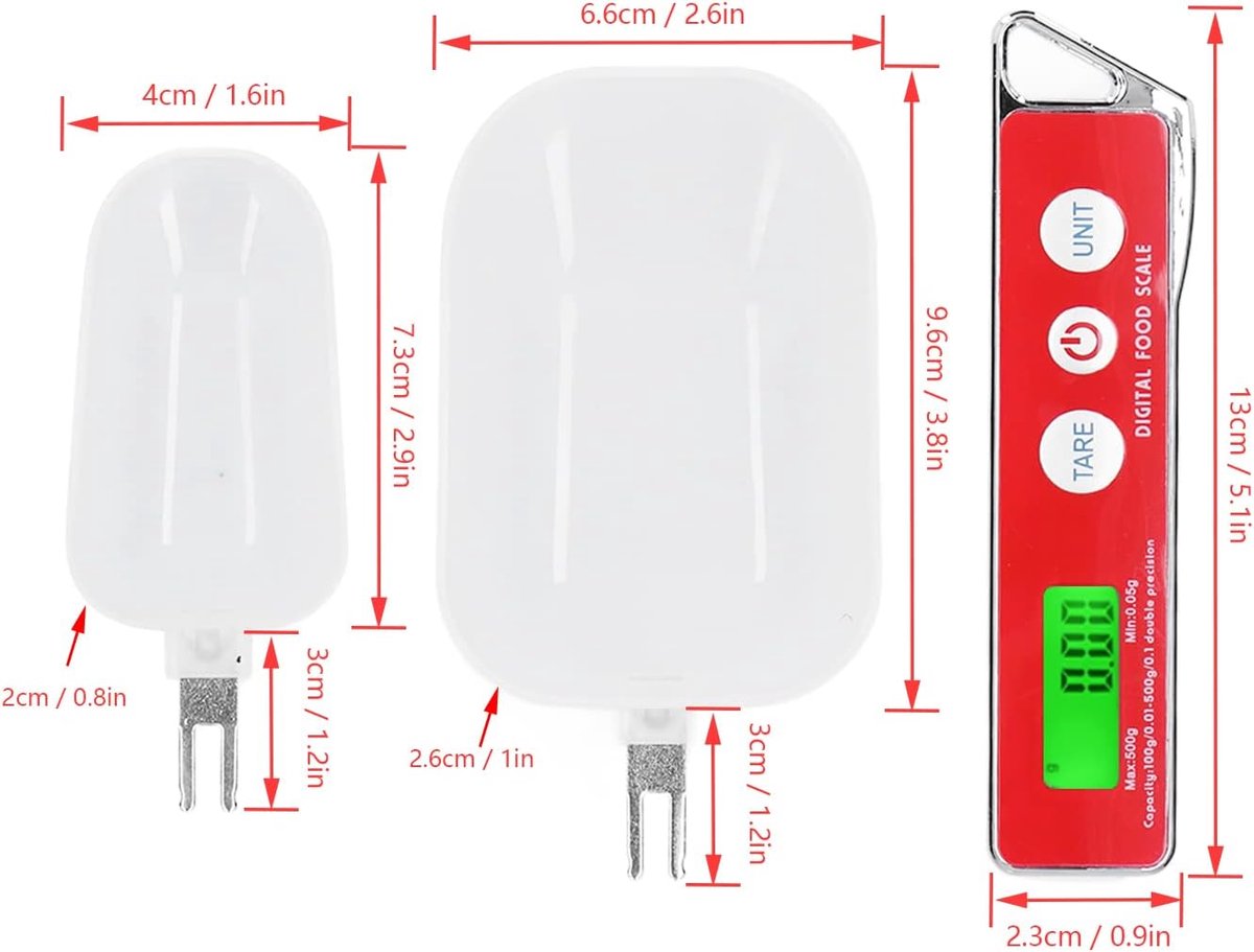 Digitale weegschaal lepel 500g - LCD-display - Tarefunctie - Voor koken en bakken - SnelShoppen