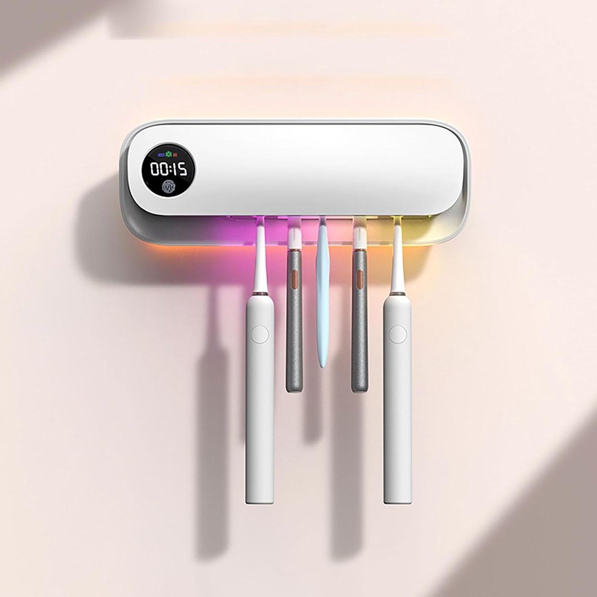 Slimme Tandenborstelreiniger - UV Ontsmetter Houder - Badkamer Hygiëne - 999% Bacterie Eliminatie - 5 Sleuven - Wit