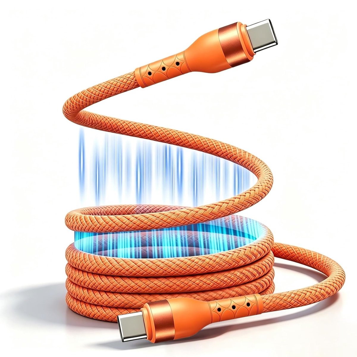 USB C oplaadkabel 1m - magnetisch - 60W snelladen - opgerold voor een opgeruimde ruimte - SnelShoppen