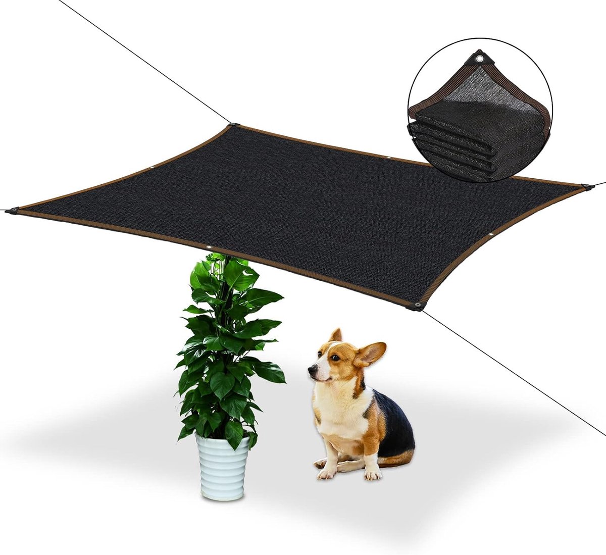 Zonnescherm 2x4m - Rechthoekig met Oogjes - 70% Schaduwdoek - Bescherming voor Planten en Dieren - SnelShoppen
