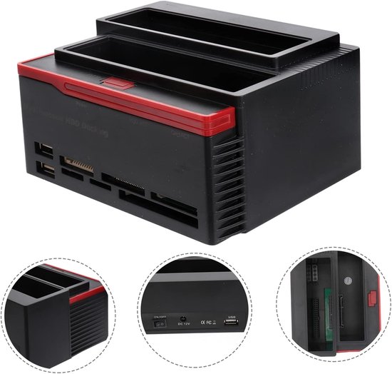 Externe Harde Schijf Basis - Dubbele Docking Station - Data Opslag - Twee Schijven Tegelijk - Tot 6TB - Zwart — afbeelding 5