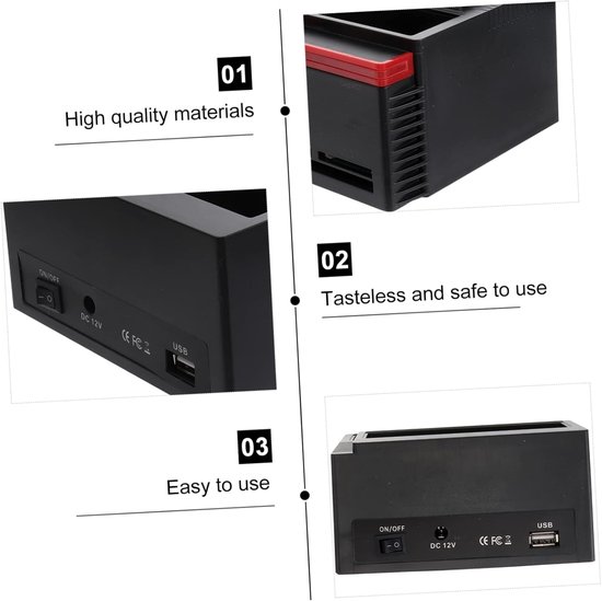 Externe Harde Schijf Basis - Dubbele Docking Station - Data Opslag - Twee Schijven Tegelijk - Tot 6TB - Zwart — afbeelding 4