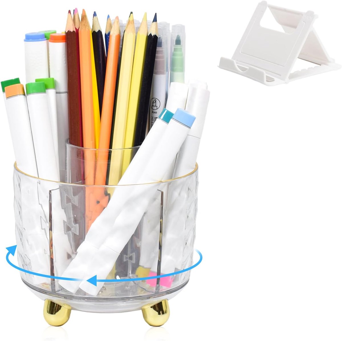 Makeup organizer 360° draaibaar - doorzichtig - 5 vakken - voor make-up en kantoorbenodigdheden - SnelShoppen