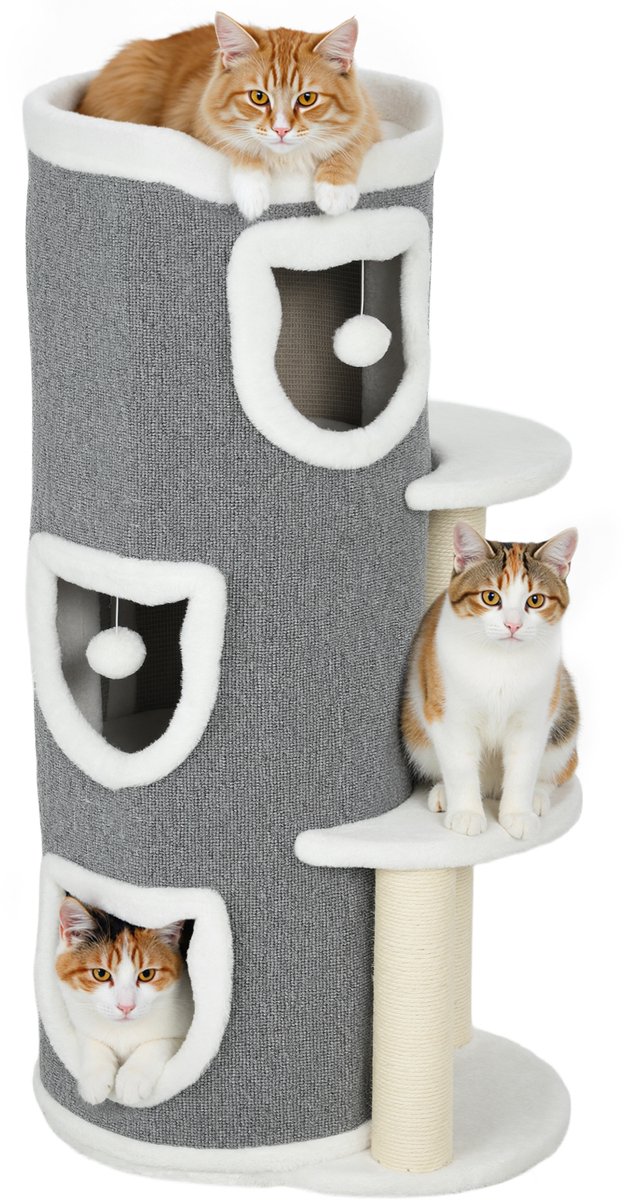 PawHut Krabpaal voor Katten, Spaanplaat - 50x36x101cm - Grijs