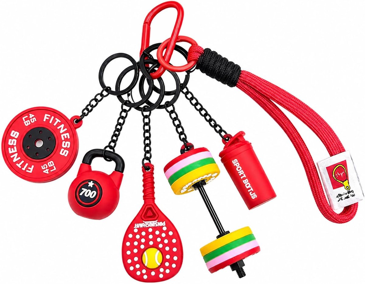 Fitness sleutelhanger dumbbell - mini gewichtschijven - unieke fitnessaccessoires - perfect voor sportliefhebbers - SnelShoppen