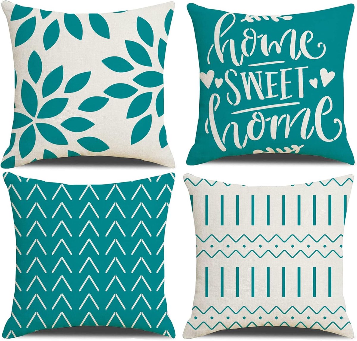 Kussenhoezen 40 x 40 - Set van 4 Teal - Voor buiten en binnen - Perfect voor tuin of woonkamer - SnelShoppen