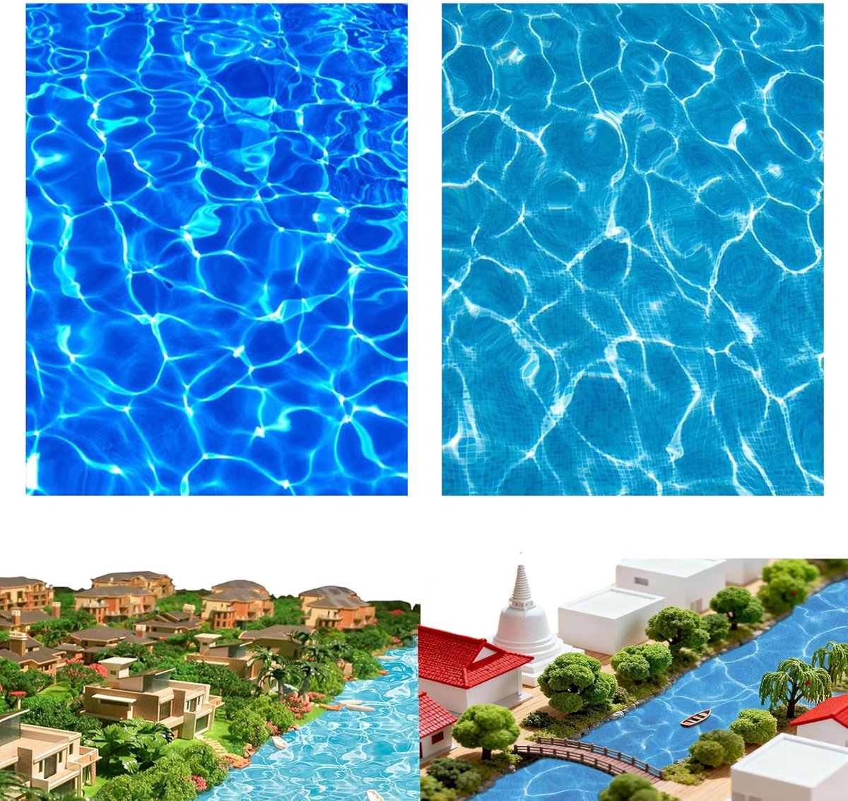 Kunstmatige watergolfbasis set van 5 stuks - zelfklevende stickers - diepblauw en pacificblauw - SnelShoppen