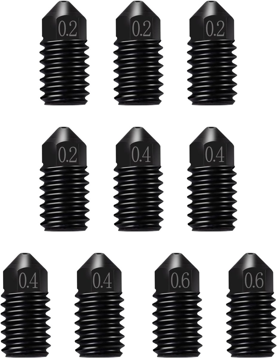 3D printer nozzles 0.2mm 0.4mm 0.6mm - gehard staal - snelle vervangingen - hoge slijtvastheid - ShopVlot