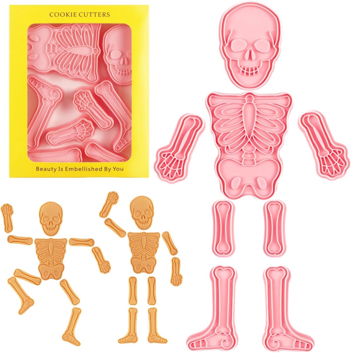Halloween koekjesuitsteekvormen 8 stuks - Skeletten - Herbruikbaar - Voor feestelijke traktaties - ShopVlot