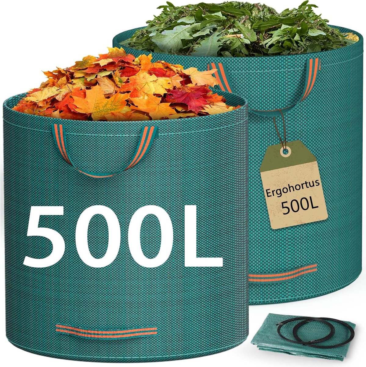Tuinafvalzakken Heavy Duty 500L - herbruikbare tuinzakken met handgrepen - waterdicht - ideaal voor grote tuinen - ShopVlot