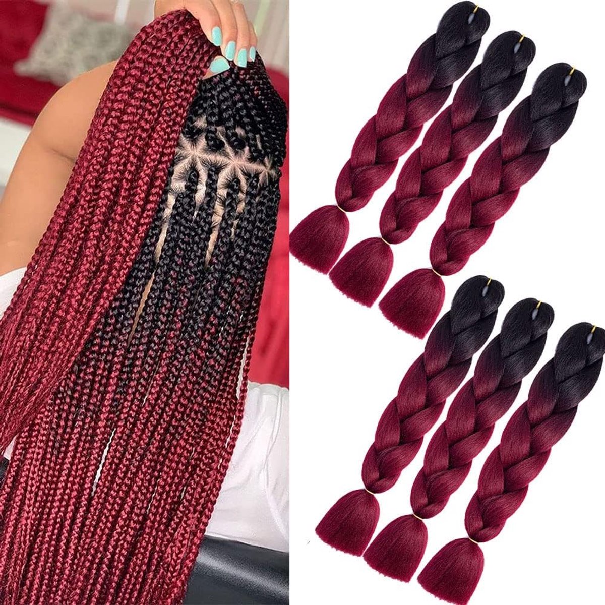 Jumbo vlechten haar extensions 24" - Kanekalon synthetisch haar - Ombre kleur - Comfortabel en duurzaam - ShopVlot