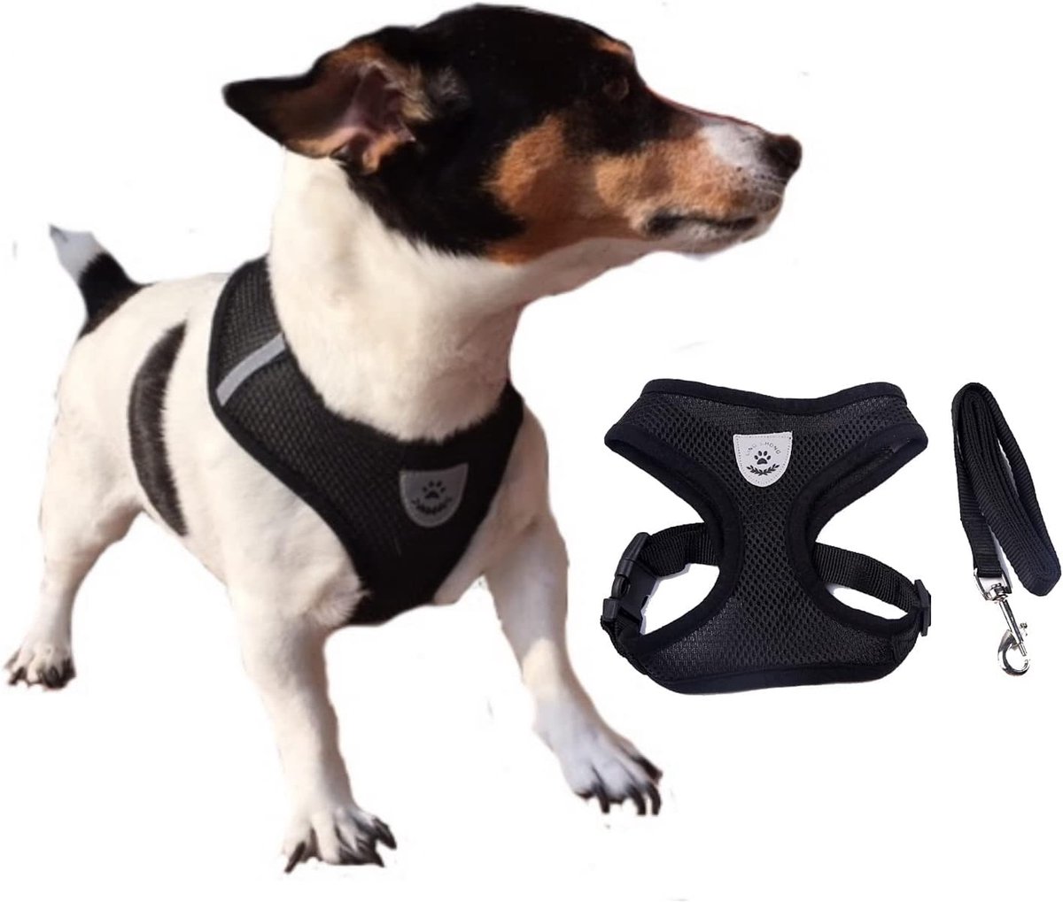 Harnas L Zwart Luchtig voor Katten/Hond - Verstelbaar - Antiklapfunctie - Comfortabel voor je huisdier - ShopVlot