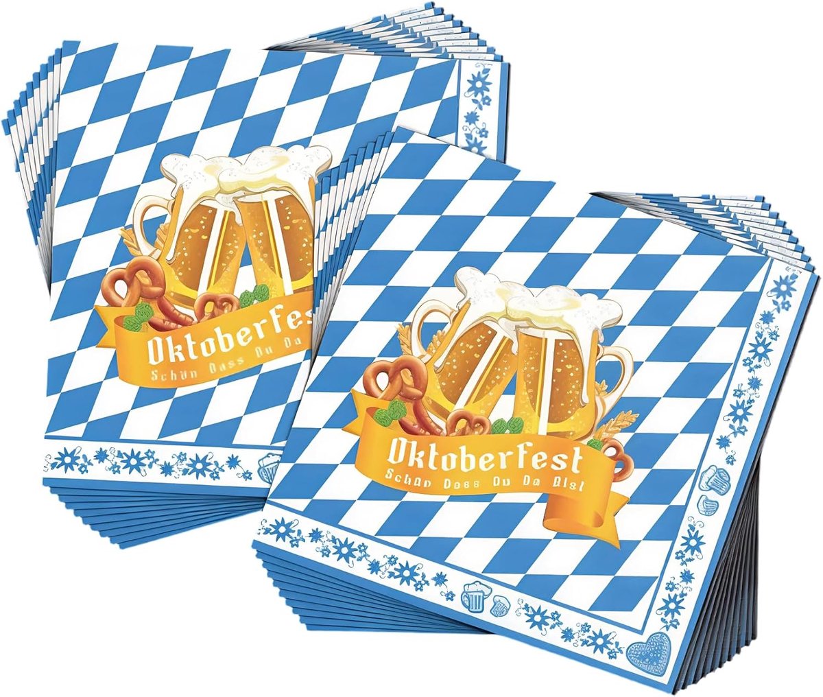 Servetten Oktoberfest 20 stuks - Grote Beierse decoratie - Papieren servetten - Perfect voor bierfestival - ShopVlot