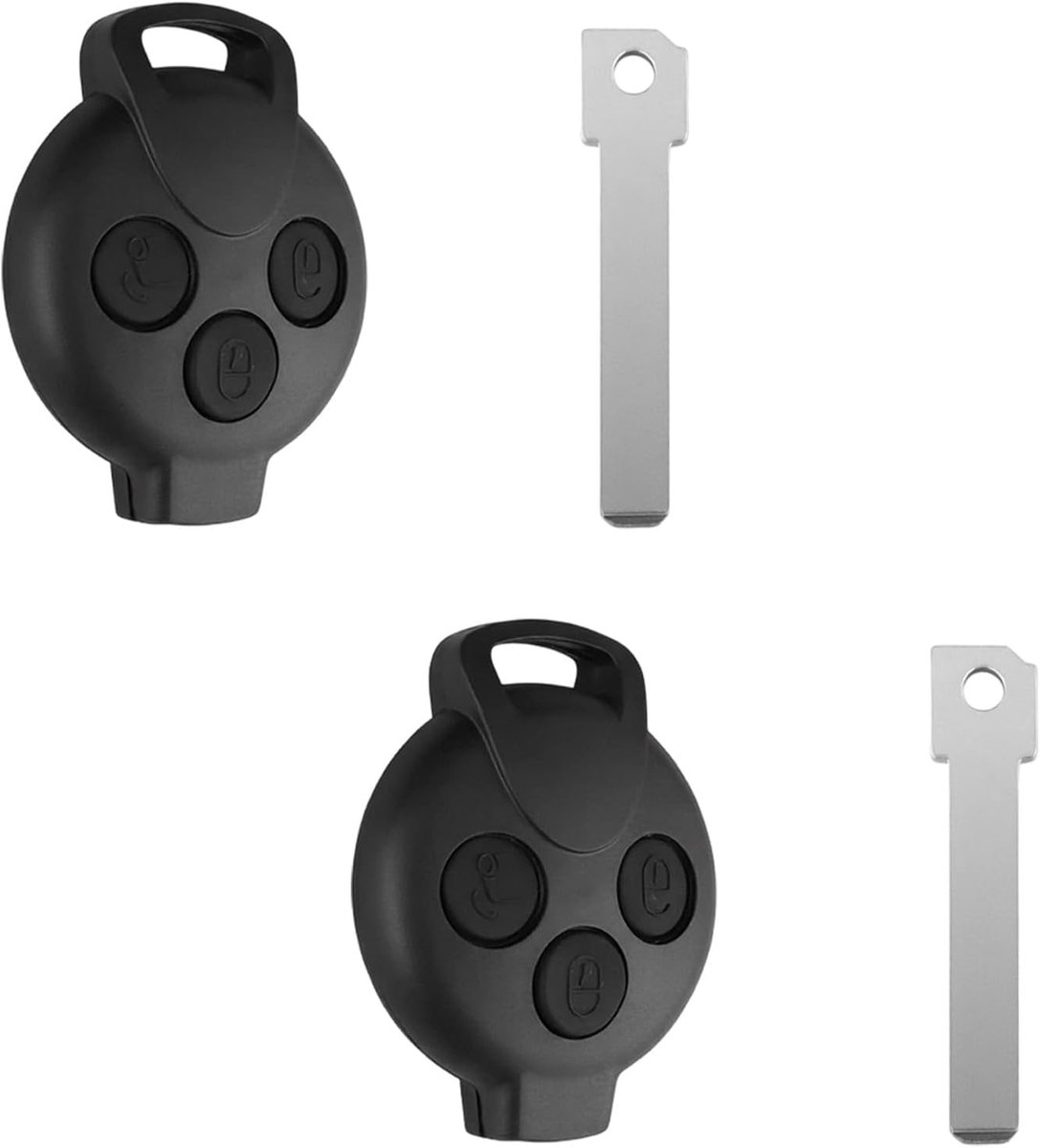 Sleutelbehuizing voor autosleutels 3 toetsen - 2 stuks - compatibel met Smart Fortwo 451 ForFour - ShopVlot