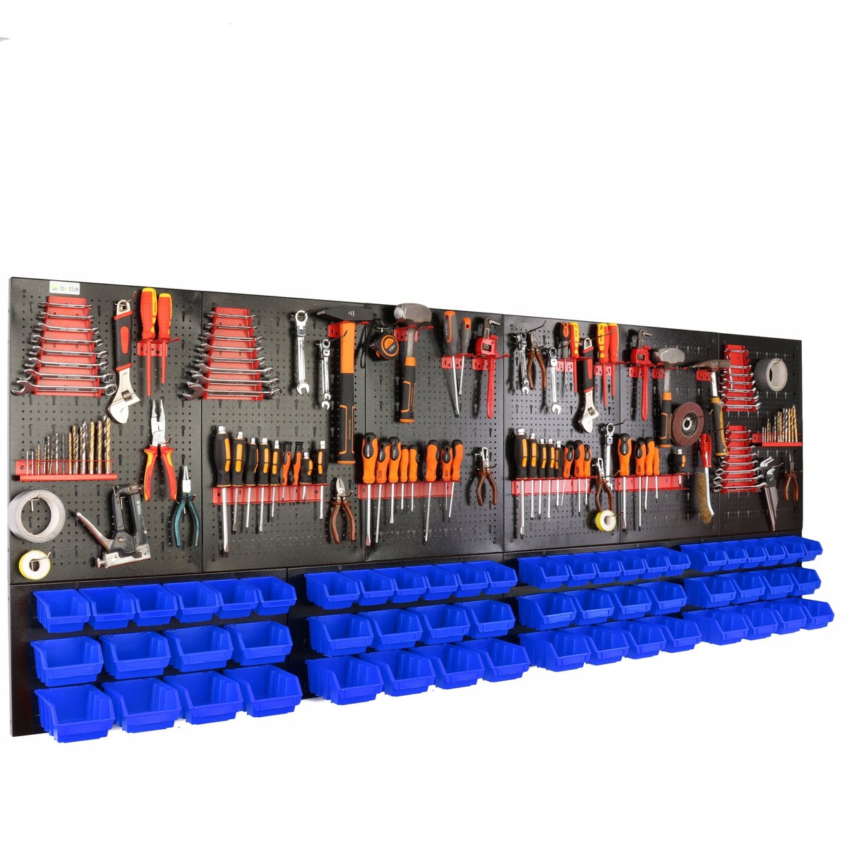 Werkbank Gereedschapswand 238x90cm Metaal met 56 Bakjes & haken