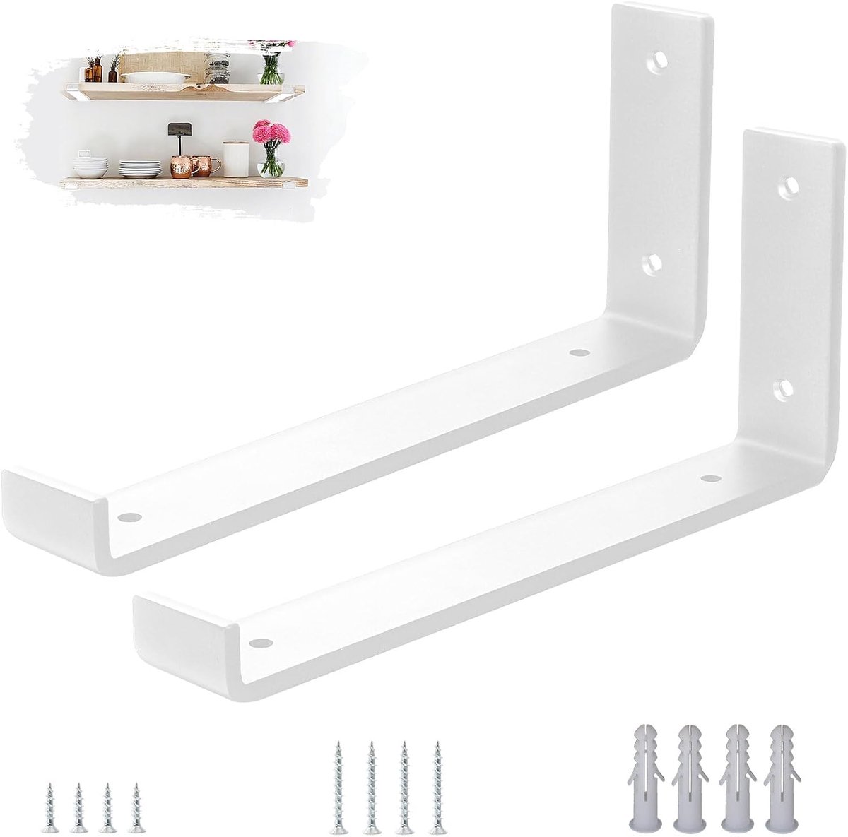 Plankdrager 2 Stuks - Stevig Staal 5mm - Wit - Tot 45kg draagkracht - ShopVlot