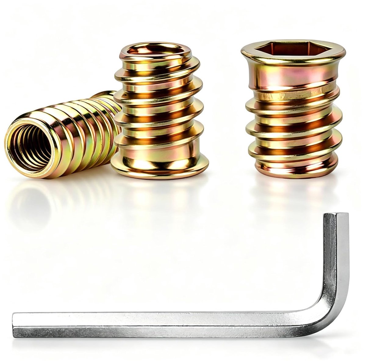 Schroefdraadinzetstukken M5 x 10mm - Zinkgelegeerd - Platte kop - Voor meubels en houtbewerking - ShopVlot