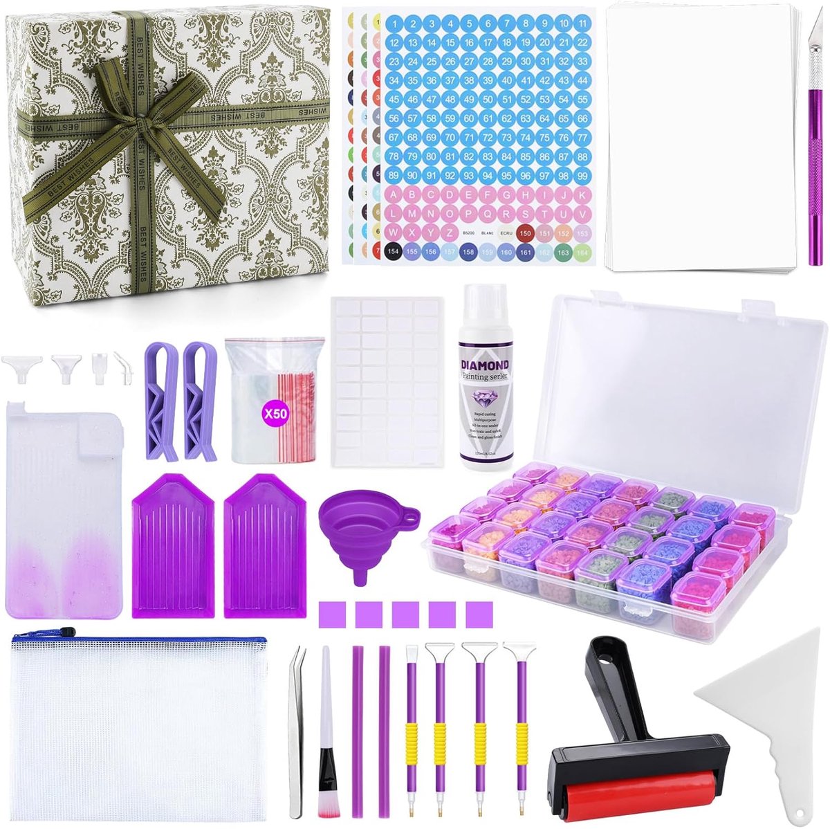 Diamant schilderen accessoires 58-delig - compleet set - voor volwassenen - perfect voor hobbyisten - ShopVlot