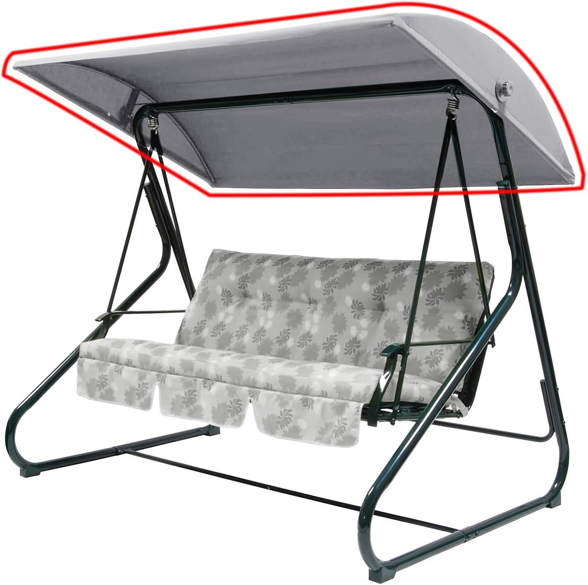 Tuin Hangmat Swing Vervangend Dak - 204x117cm Grijs - Waterdicht Oxford Stof - Eenvoudig te Onderhouden - ShopVlot
