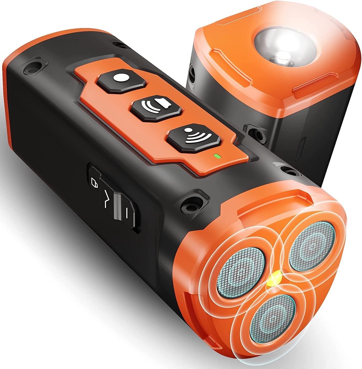 Anti-blaf voor Honden – 3X Krachtige Ultrasone Anti-blaf, 15 Meter Bereik, Anti-blafapparaat met Zaklamp, Draagbaar en Veilig voor Honden, Binnen/Buiten (Oranje)